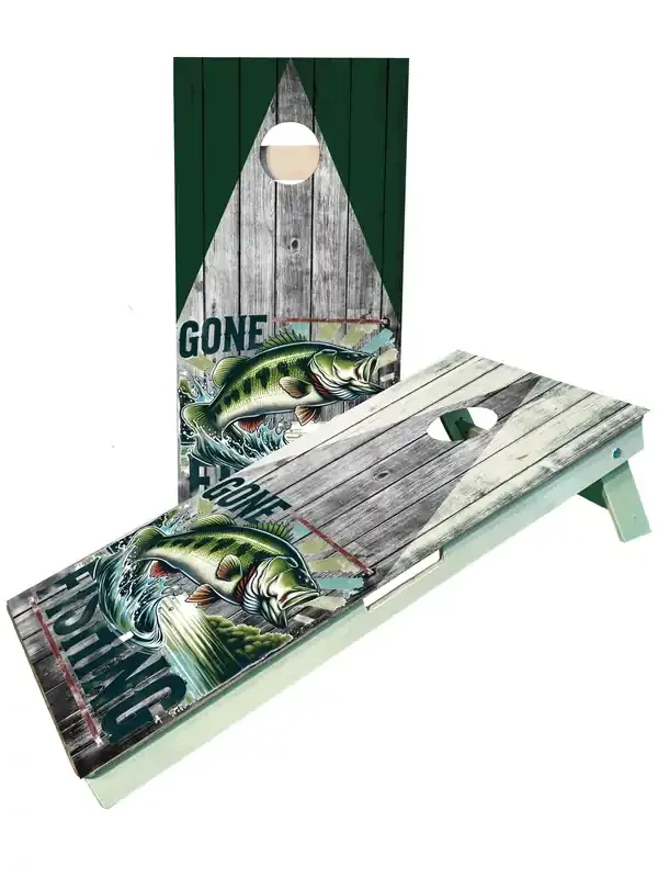 Gone Fishing Lake Jumping Fish Cornhole Boards