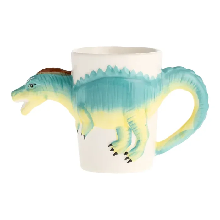 Green and Ivory Dinosaur Figural Ceramic Mug