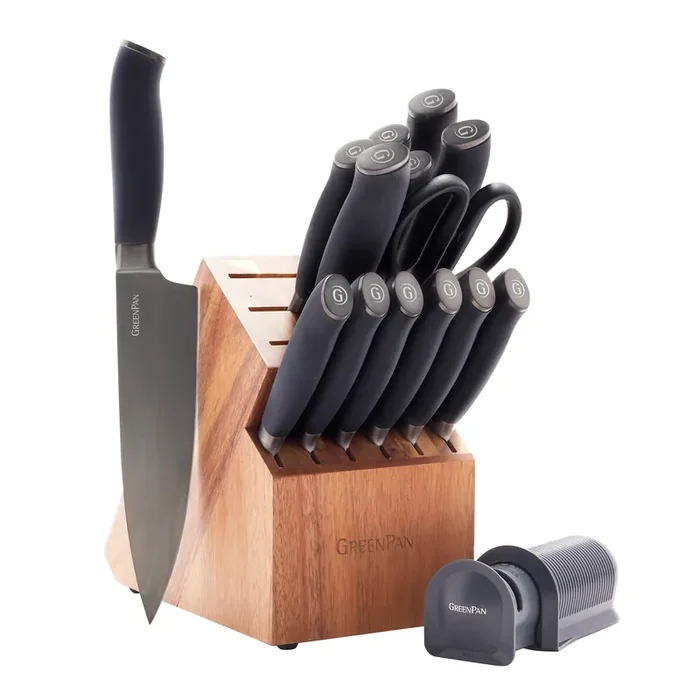 GreenPan Titanium Cutlery Ultimate 16 Piece Knife Block Set