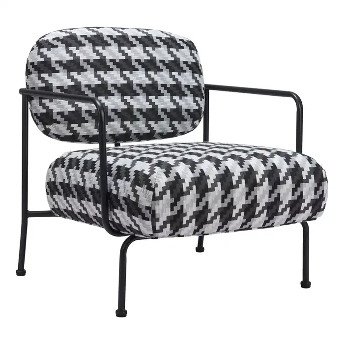 Griffin Black and White Houndstooth Upholstered Chair