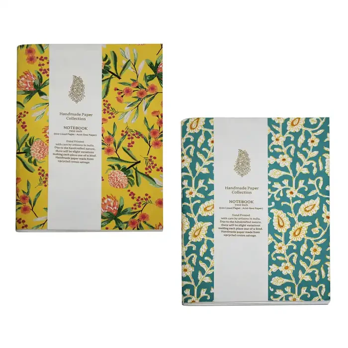 Handmade Paper Embroidered Floral Journal