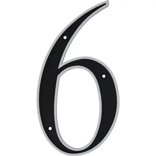 Hillman Black & Silver Reflective Plastic House Number 6