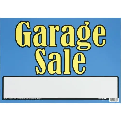 Hillman Blue and Yellow Garage Sale Sign