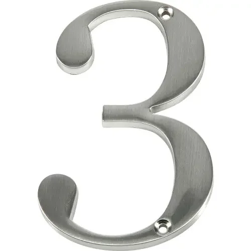 Hillman Distinctions Flush Mount House Number 3 Nickel