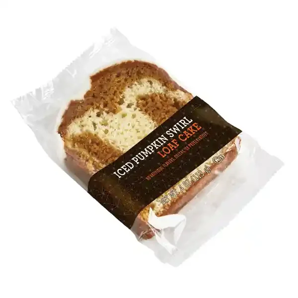 Iced Pumpkin Swirl Loaf Cake Slice