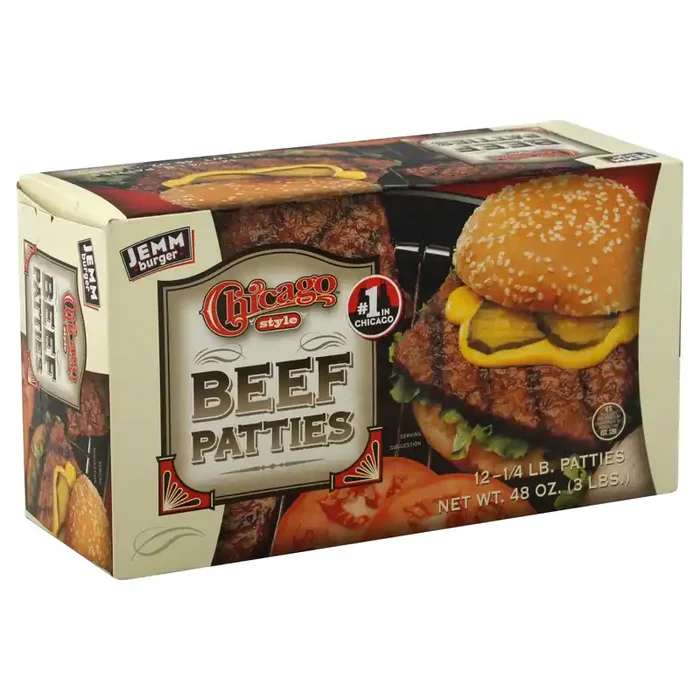 Jemm Burger Chicago Style Beef Patties – Frozen
