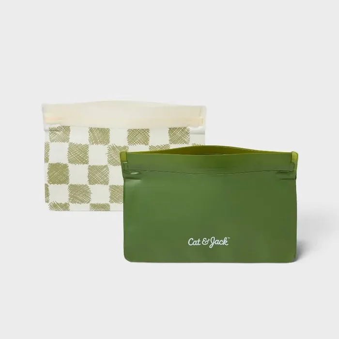 Kids‘ 2pc Reusable Sandwich Bag – Cat & Jack™ Checked Snack Storage Bags