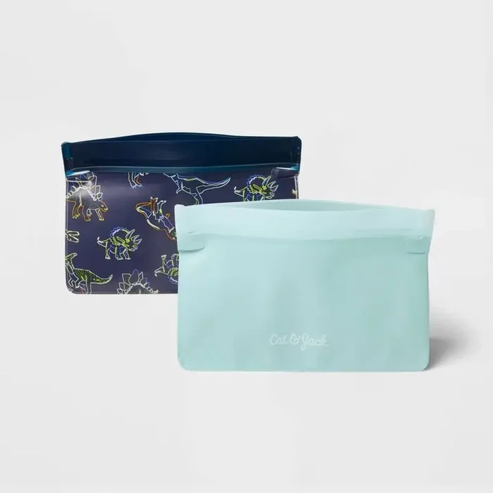 Kids‘ 2pc Reusable Sandwich Bag – Cat & Jack™ Dino BPA-Free Plastic Storage