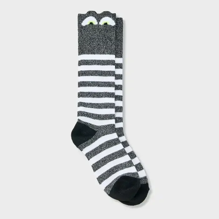 Kids‘ 2pk Sparkle Eye and Striped Halloween Knee High Socks – Cat & Jack™ S