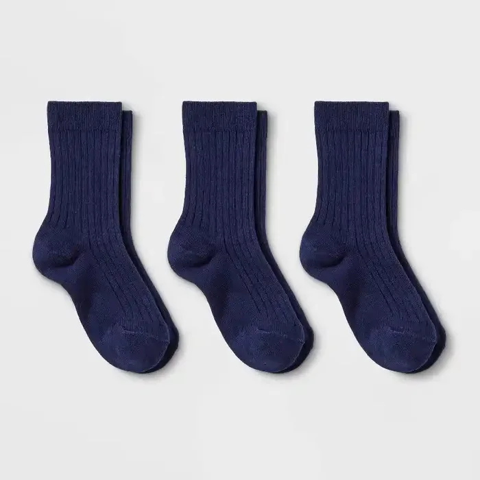 Kids‘ 3pk Dress Socks – Cat & Jack™ Navy S