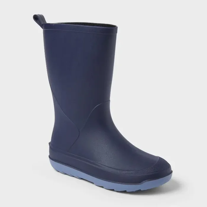 Kids‘ Andy Rain Boots – Cat & Jack™ Navy Blue 5 Waterproof, Pull-On, Flexible Sole