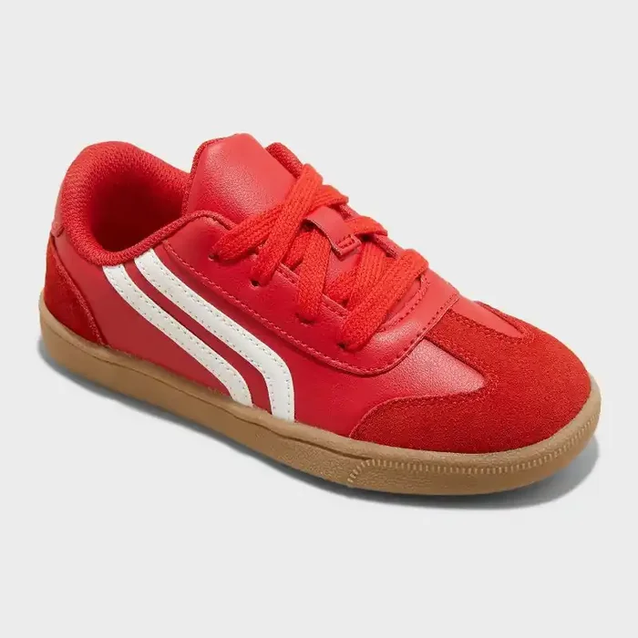 Kids‘ Boston Court Sneakers – Cat & Jack™ Red 5 Lace-Up, Faux Leather, Non-Marking Sole