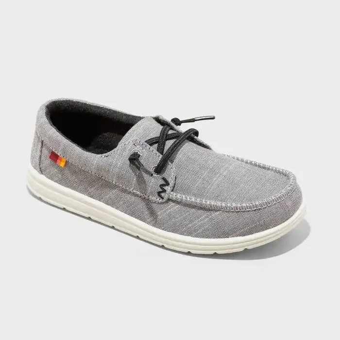 Kids‘ Briar Slip-On Sneakers – Cat & Jack™ Charcoal Gray 5 Elastic Laces, Canvas, Closed Round Toe