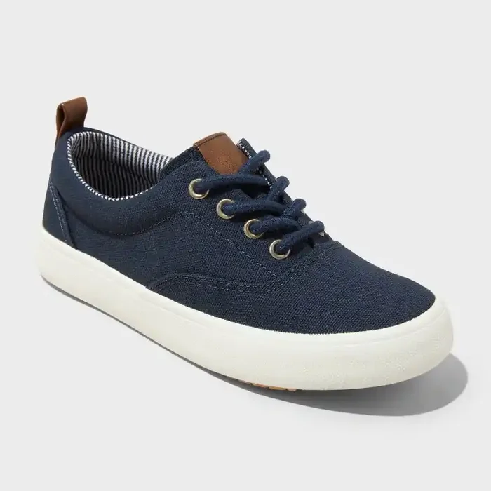 Kids‘ Jett Low Top Sneakers – Cat & Jack™ Navy Blue 1 Lace Up, Padded Collar, Flocked Outsole