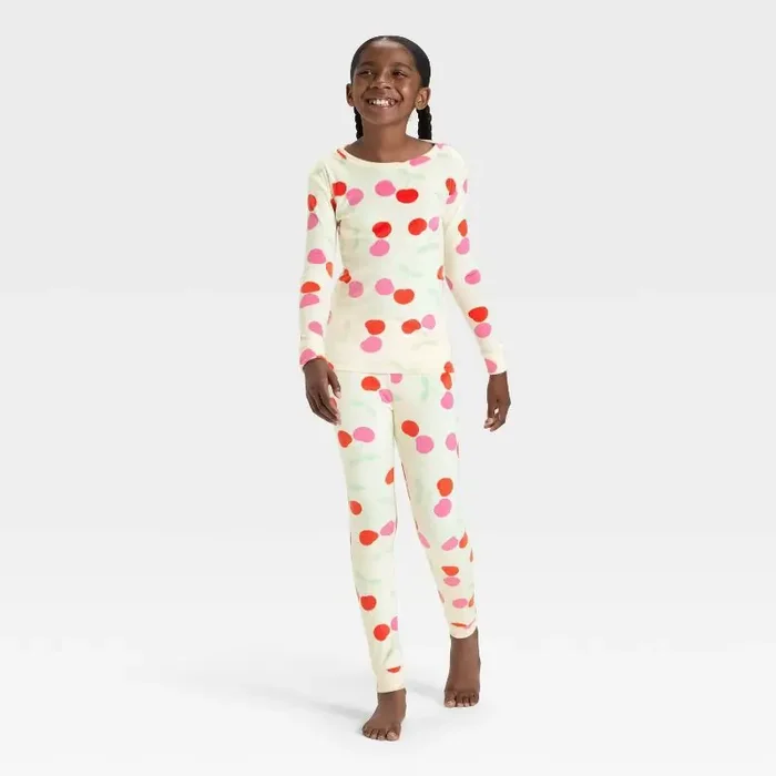 Kids‘ Long Sleeve Snuggly Soft Pajama Set – Cat & Jack™ Cream 12