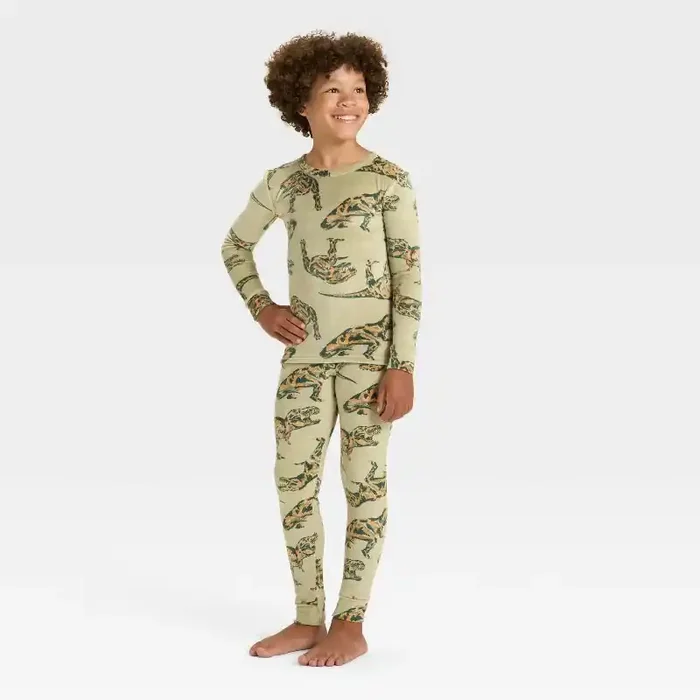 Kids‘ Long Sleeve Snuggly Soft Pajama Set – Cat & Jack™ Green 14
