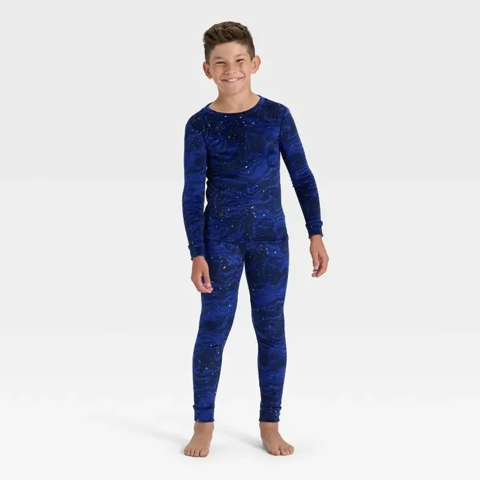 Kids‘ Long Sleeve Snuggly Soft Pajama Set – Cat & Jack™ Navy Blue 10