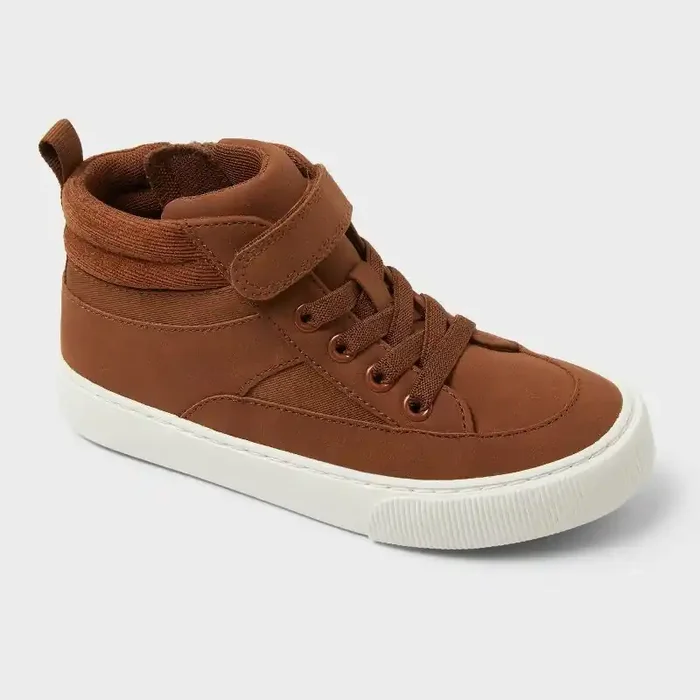 Kids‘ Robert Sneaker Boots – Cat & Jack™ Cognac 13 Zipper, Hook & Loop, Padded Collar, Medium Width