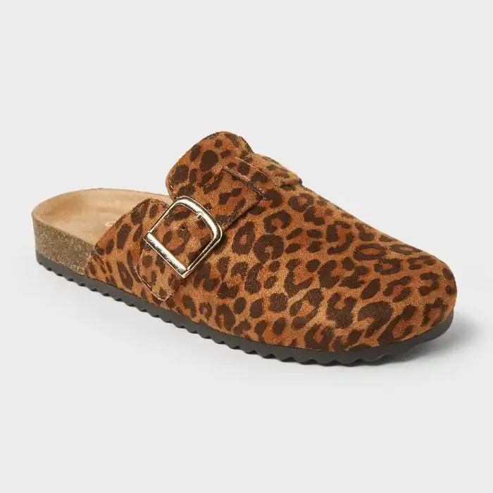 Kids‘ Tate Clogs – Cat & Jack™ Brown 1 Slip-On Leopard Spot Flats, Contoured Footbed, Flexible Outsole, Size 1