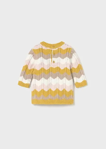 KNIT DRESS CHEVRON MUSTARD PINK