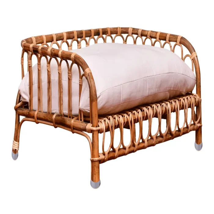 Kona Rattan Cane Raised Pet Bed with Cushion