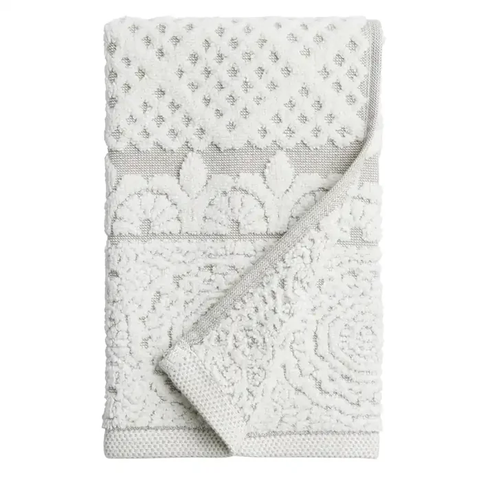Lacey Ivory And Gray Sculpted Lattice Hand Towel