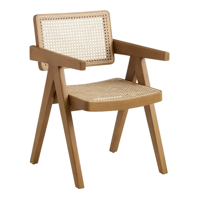 Lana Rattan Cane and Wood A Frame Dining Chair Set of 2