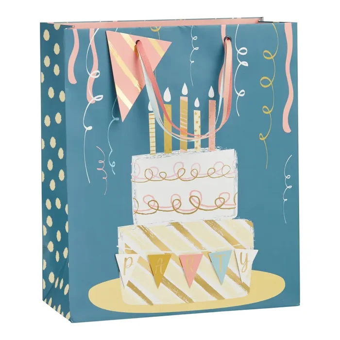 Large Navy Party Cake Gift Bag Set Of 2
