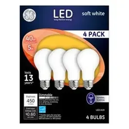 LED Light Bulbs, Frosted Soft White, 5-Watts, 450 Lumens, 4-Pk.