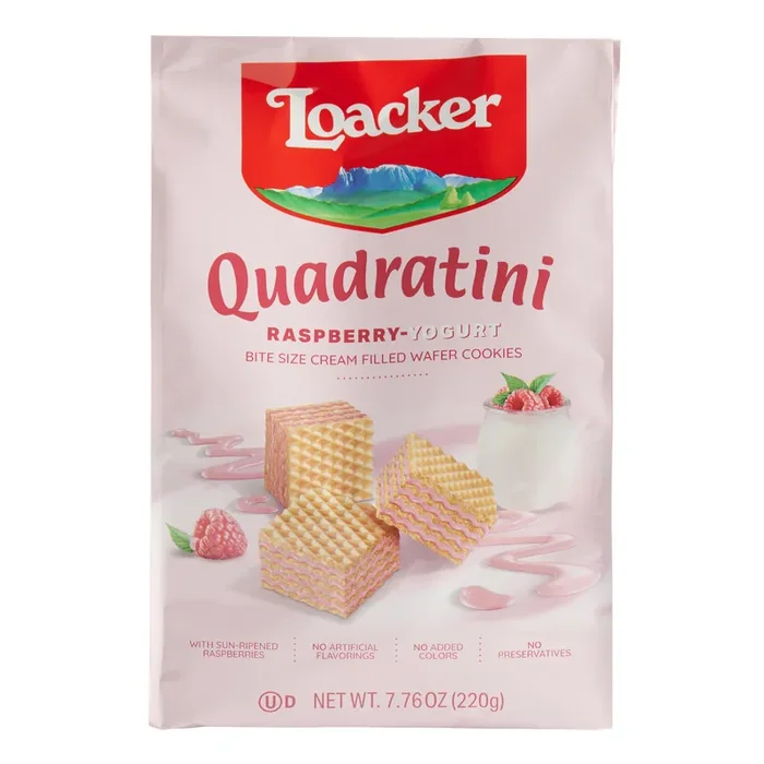 Loacker Quadratini Raspberry Yogurt Wafer Cookies
