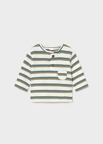 LS TEE BLUE GREEN STRIPE