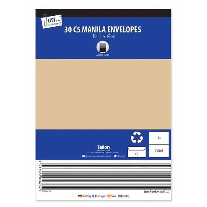 Manila Envelopes C5 Peel & Seal 30 Pack