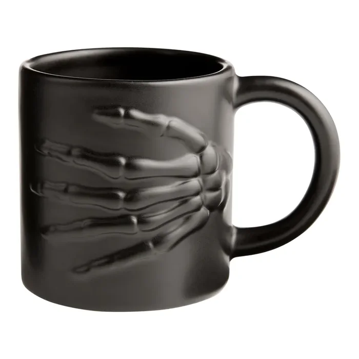 Matte Black Skeleton Hand Ceramic Mug