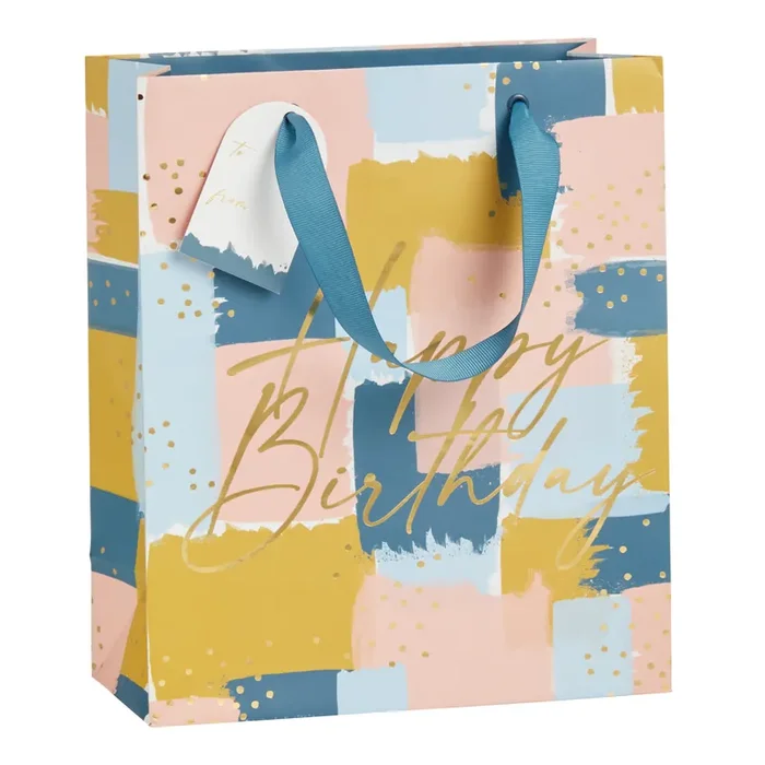 Medium Patchwork Happy Birthday Gift Bag Set Of 2