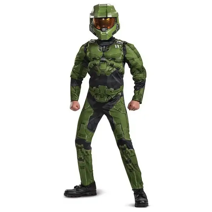 Microsoft HALO Master Chief Kids‘ Infinite Deluxe Halloween Costume Jumpsuit M (7-8) Video Game Character, Mask Included