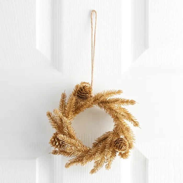 Mini Pinecone and Faux Pine Glittered Wreath