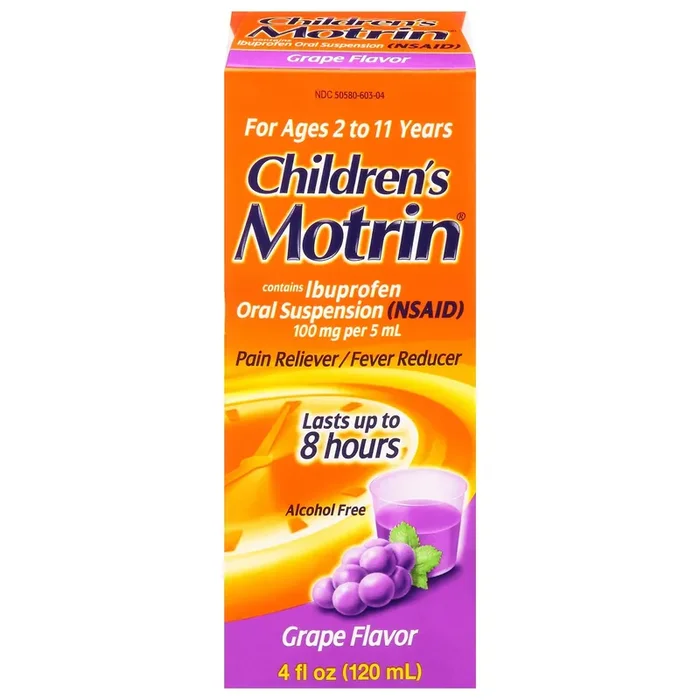 Motrin Children‘s Motrin Pain Reliever/Fever Reducer Liquid – Ibuprofen (NSAID) – Grape – 4 fl oz
