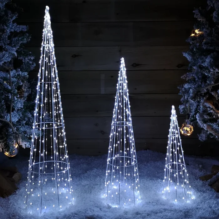 Multi Function LED White Tree Cone Trio with 640 Cool White LEDs