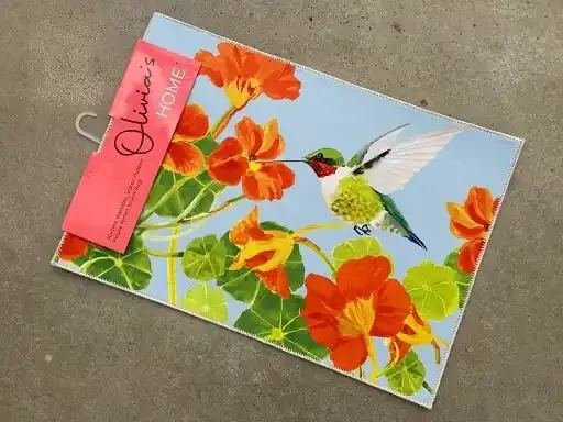 NASTURTIUMS & RUBY THROAT DOOR MAT