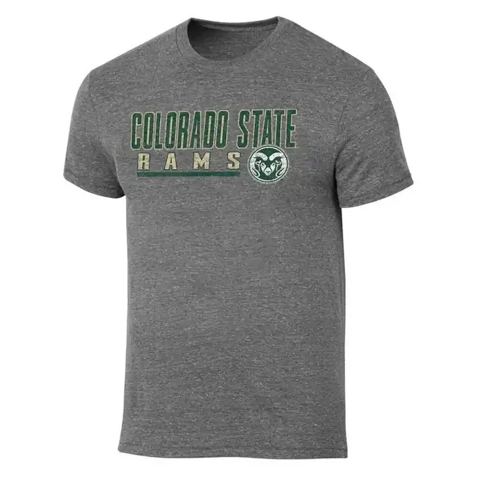 NCAA Colorado State Rams Men‘s Gray Tri-Blend Short Sleeve T-Shirt – S