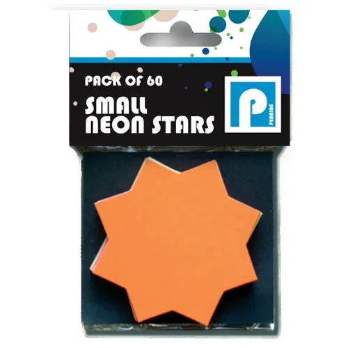 Neon Fluorescent Flash Stars Cards Small 60 Pack