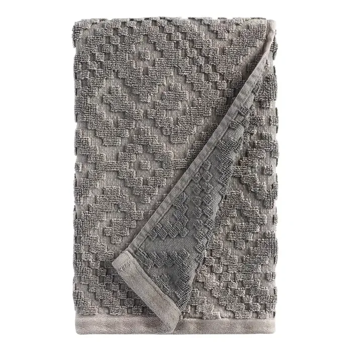 Nova Charcoal Gray Sculpted Geo Hand Towel
