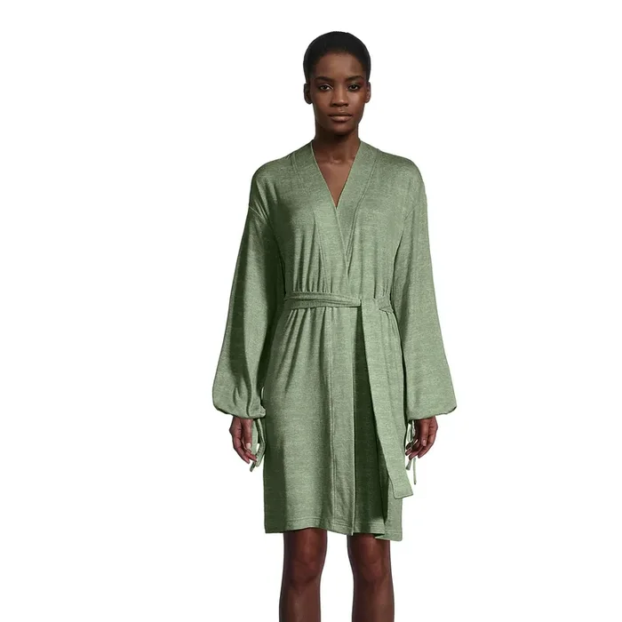 Olive Green Knit Tie Cuff Robe