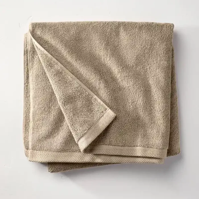 Organic Bath Towel Dark Sand – Casaluna™ Heavyweight 550-800 GSM, Low Lint, Fade-Resistant