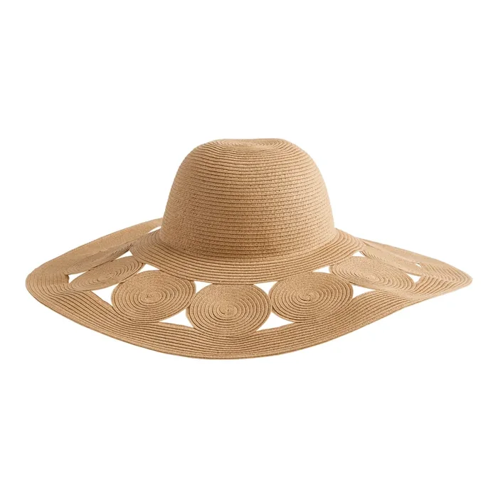 Oversized Natural Straw Cutout Brim Sun Hat