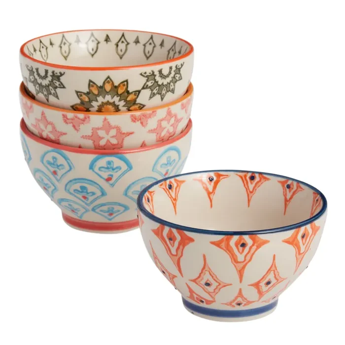 Pad Print Rice Bowl Set Of 4