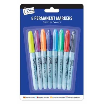 Permanent Markers Assorted Colours 8 Pack – Case of 12