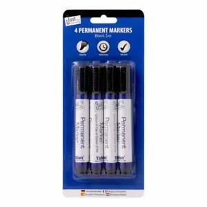 Permanent Markers Chisel Tip Black 4 Pack