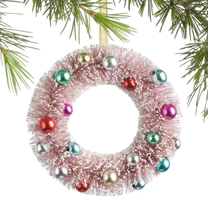 Pink Bottlebrush Wreath Ornament