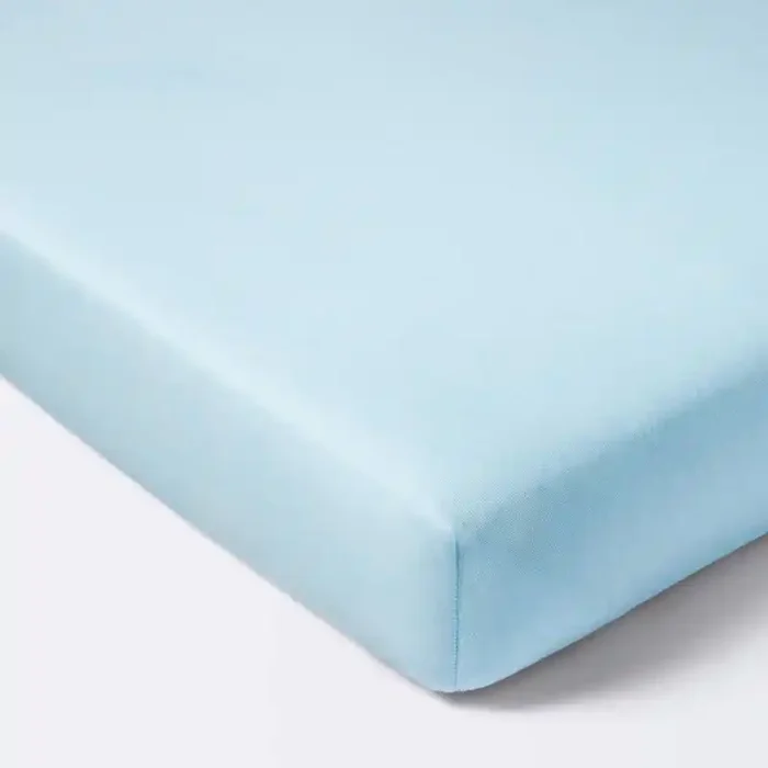 Polyester Rayon Fitted Crib Sheet – Solid Blue – Cloud Island™